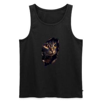 Katze süßes Kätzchen Riss Katzenliebhaber Katzen - Männer Premium Bio Tank Top - Schwarz - Vorne - Michal (187cm)