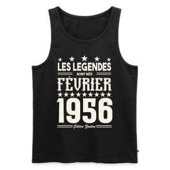 cadeau d'anniversaire Février 1956. février 1956. - Débardeur bio Premium Homme - noir - Devant - Michal (187cm)