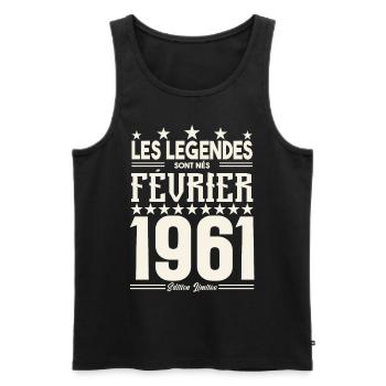 cadeau d'anniversaire Février 1961. février 1961. - Débardeur bio Premium Homme - noir - Devant - Michal (187cm)