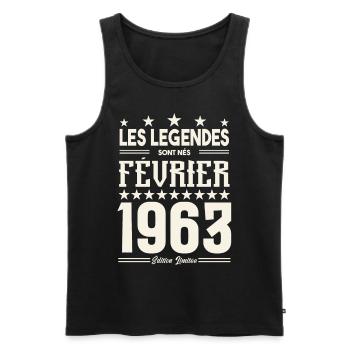 cadeau d'anniversaire Février 1963. février 1963. - Débardeur bio Premium Homme - noir - Devant - Michal (187cm)