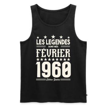 cadeau d'anniversaire Février 1960. février 1960. - Débardeur bio Premium Homme - noir - Devant - Michal (187cm)