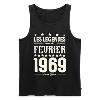 cadeau d'anniversaire Février 1969. février 1969. - Débardeur bio Premium Homme - noir - Devant - Michal (187cm)