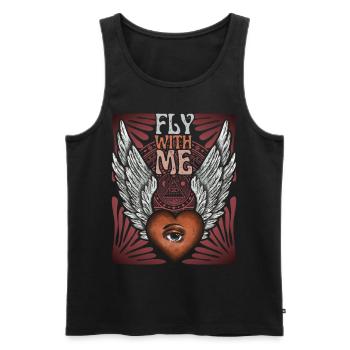 Valentinstag, Engelflügel mit Herz-Auge, Spruch - Männer Premium Bio Tank Top - Schwarz - Vorne - Michal (187cm)