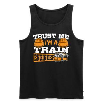 Trust Me I'm A Train Engineer Railroad Engineering - Men's Premium Organic Tank Top - black - Front - AI Model Male 178 light (178cm)