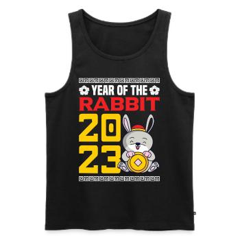 Year of the Rabbit 2023 - Men's Premium Organic Tank Top - black - Front - AI Model Male 178 light (178cm)