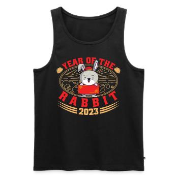 Year of the Rabbit 2023 - Men's Premium Organic Tank Top - black - Front - AI Model Male 178 light (178cm)