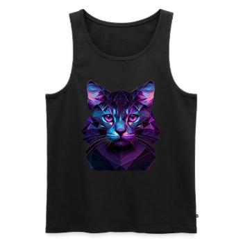 Cat Cats Kitten Polygon Cat - Men's Premium Organic Tank Top - black - Front - AI Model Male 178 light (178cm)
