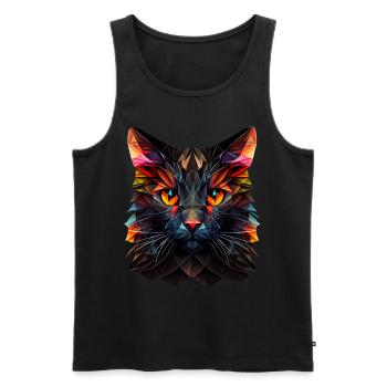 Cat Cats Kitten Polygon Cat - Men's Premium Organic Tank Top - black - Front - AI Model Male 178 light (178cm)