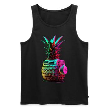 EDM Music Rave Festival Pineapple Techno - Men's Premium Organic Tank Top - black - Front - AI Model Male 178 light (178cm)