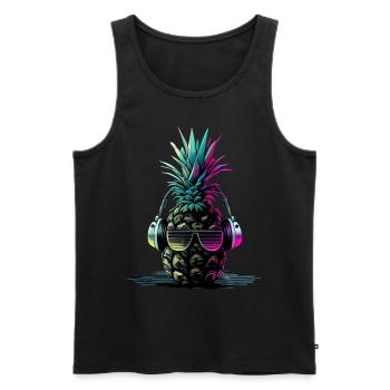 EDM Music Rave Festival Ananas Techno - Débardeur bio Premium Homme - noir - Devant - AI Model Male 178 light (178cm)