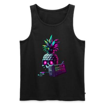 EDM Music Rave Festival Ananas Techno - Débardeur bio Premium Homme - noir - Devant - AI Model Male 178 light (178cm)