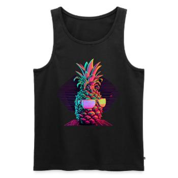 EDM Music Rave Festival Pineapple Techno - Men's Premium Organic Tank Top - black - Front - AI Model Male 178 light (178cm)