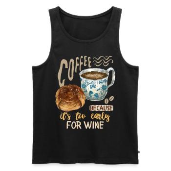 café, buveur de café buveur de vin drôle de dicton - Débardeur bio Premium Homme - noir - Devant - AI Model Male 178 light (178cm)