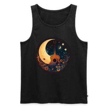 Cottagecore Akustik Gitarre Mond Sterne Blume - Männer Premium Bio Tank Top - Schwarz - Vorne - Michal (187cm)