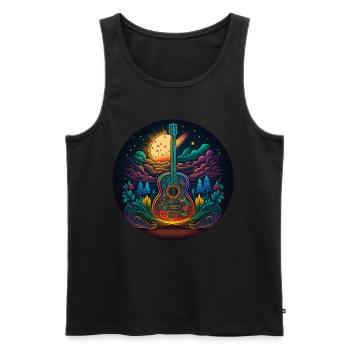 Cottagecore Akustik Gitarre Mond Sterne Blume - Männer Premium Bio Tank Top - Schwarz - Vorne - Michal (187cm)