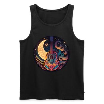 Cottagecore Akustik Gitarre Mond Sterne Blume - Männer Premium Bio Tank Top - Schwarz - Vorne - Michal (187cm)