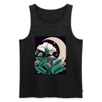 Mondblume Moonflower Mond Japanisch Vaporwave - Männer Premium Bio Tank Top - Schwarz - Vorne - AI Model Male 178 light (178cm)