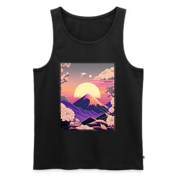 Mondblume Moonflower Mond Japanisch Vaporwave - Männer Premium Bio Tank Top - Schwarz - Vorne - AI Model Male 178 light (178cm)