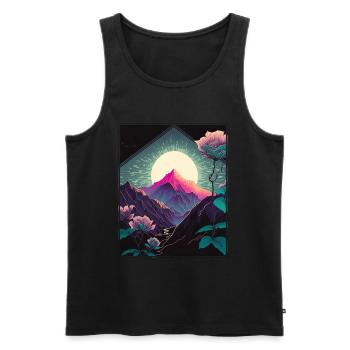 Mondblume Moonflower Mond Japanisch Vaporwave - Männer Premium Bio Tank Top - Schwarz - Vorne - AI Model Male 178 light (178cm)