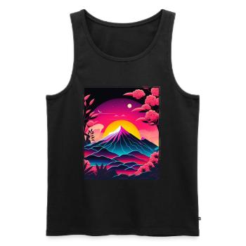 Mondblume Moonflower Mond Japanisch Vaporwave - Männer Premium Bio Tank Top - Schwarz - Vorne - AI Model Male 178 light (178cm)