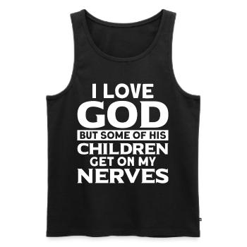 Funny Cnristian I Love God Some Of His Children Ge - Männer Premium Bio Tank Top - Schwarz - Vorne - Michal (187cm)