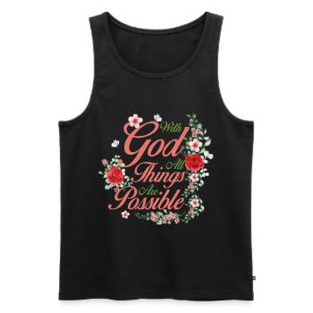 Jesus Christ Matthew 19:26 Christian Bible Verse - Männer Premium Bio Tank Top - Schwarz - Vorne - Michal (187cm)