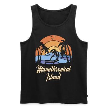Lustiger Sarkasmus Urlaub MISANTHROPICAL ISLAND - Männer Premium Bio Tank Top - Schwarz - Vorne - Michal (187cm)