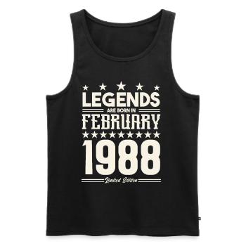 Cadeau Légende Février 1988. cadeau février 1988. - Débardeur bio Premium Homme - noir - Devant - Michal (187cm)