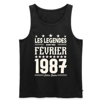 cadeau d'anniversaire Février 1987. février 1987. - Débardeur bio Premium Homme - noir - Devant - Michal (187cm)