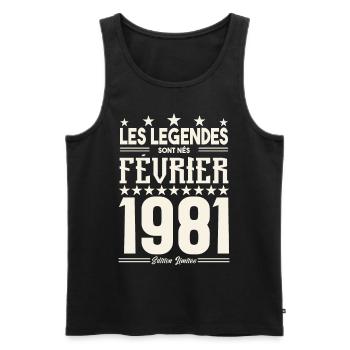 cadeau d'anniversaire Février 1981. février 1981. - Débardeur bio Premium Homme - noir - Devant - Michal (187cm)