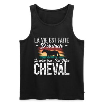 La vie est faite d'obstacles. j'ai mon cheval. - Débardeur bio Premium Homme - noir - Devant - Michal (187cm)