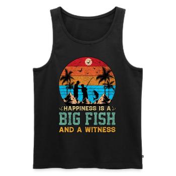 Le bonheur est un gros poisson et un témoin de la pêche - Débardeur bio Premium Homme - noir - Devant - AI Model Male 178 light (178cm)