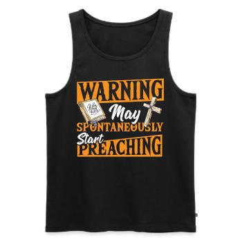 Warning May Spontaneously Start Preaching Pastor - Men's Premium Organic Tank Top - black - Front - Michal (187cm)