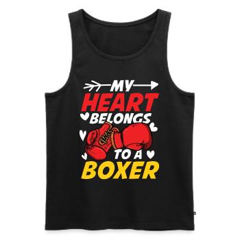 My Heart Belongs To A Boxer - Männer Premium Bio Tank Top - Schwarz - Vorne - Michal (187cm)