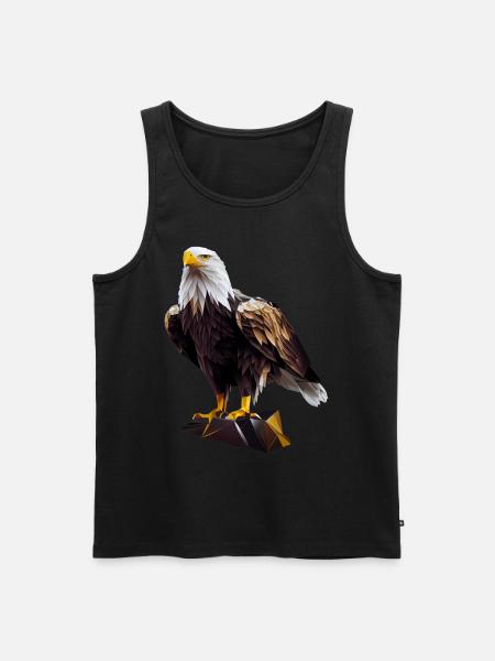 Cooles Polygon Design Mit Einem Weißkopfseeadler - Männer Premium Bio Tank Top - Schwarz
