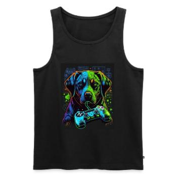 Chiens et jeux Hunde Gamer Controller Zocken - Débardeur bio Premium Homme - noir - Devant - Michal (187cm)
