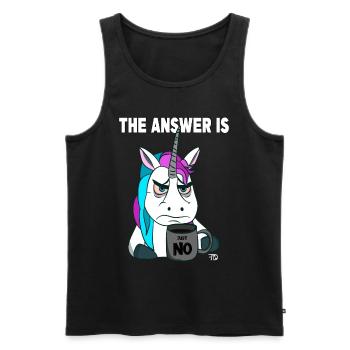 Just no. Grumpy funny unicorn with coffee - Men's Premium Organic Tank Top - black - Front - AI Model Male 178 light (178cm)