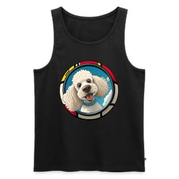 Dog Cartoon Poodle Design pour les amoureux des chiens - Débardeur bio Premium Homme - noir - Devant - AI Model Male 178 light (178cm)