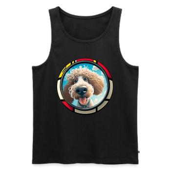 Dog Cartoon Poodle Design pour les amoureux des chiens - Débardeur bio Premium Homme - noir - Devant - Michal (187cm)