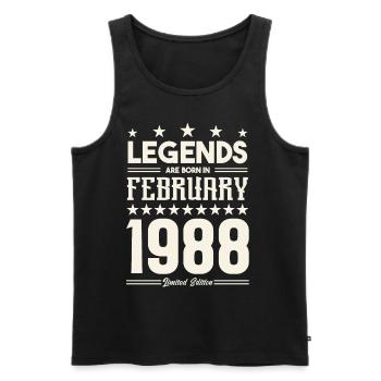 Cadeau Légende Février 1988. cadeau février 1988. - Débardeur bio Premium Homme - noir - Devant - Michal (187cm)