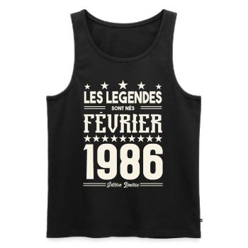 cadeau d'anniversaire Février 1986. février 1986. - Débardeur bio Premium Homme - noir - Devant - Michal (187cm)