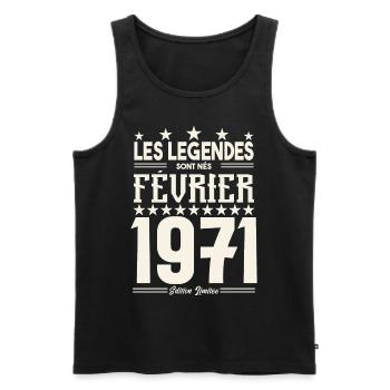 cadeau d'anniversaire Février 1971. février 1971. - Débardeur bio Premium Homme - noir - Devant - Michal (187cm)