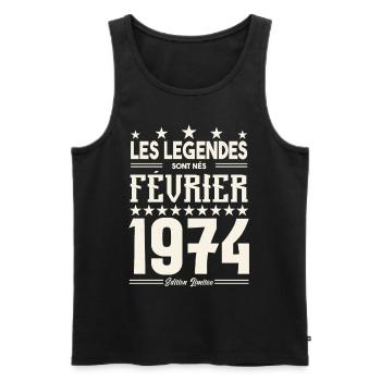 cadeau d'anniversaire Février 1974. février 1974. - Débardeur bio Premium Homme - noir - Devant - Michal (187cm)