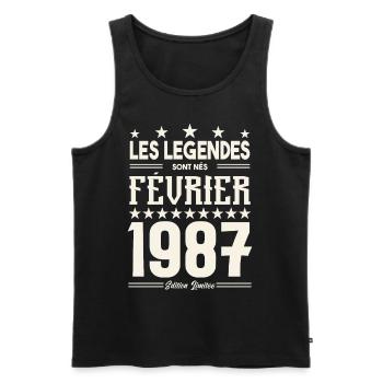 cadeau d'anniversaire Février 1987. février 1987. - Débardeur bio Premium Homme - noir - Devant - Michal (187cm)