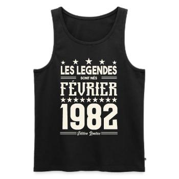 cadeau d'anniversaire Février 1982. février 1982. - Débardeur bio Premium Homme - noir - Devant - Michal (187cm)