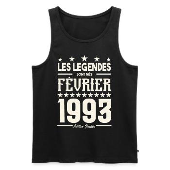 cadeau d'anniversaire Février 1993. février 1993. - Débardeur bio Premium Homme - noir - Devant - Michal (187cm)