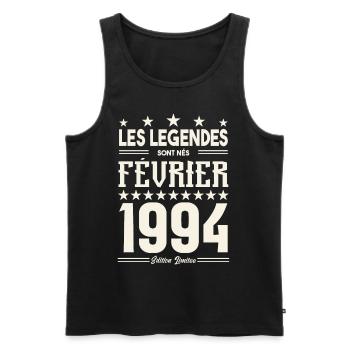 cadeau d'anniversaire Février 1994. février 1994. - Débardeur bio Premium Homme - noir - Devant - Michal (187cm)