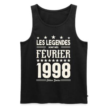 cadeau d'anniversaire Février 1998. février 1998. - Débardeur bio Premium Homme - noir - Devant - Michal (187cm)