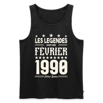 cadeau d'anniversaire Février 1990. février 1990. - Débardeur bio Premium Homme - noir - Devant - Michal (187cm)