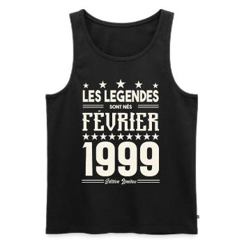 cadeau d'anniversaire Février 1999. février 1999. - Débardeur bio Premium Homme - noir - Devant - Michal (187cm)